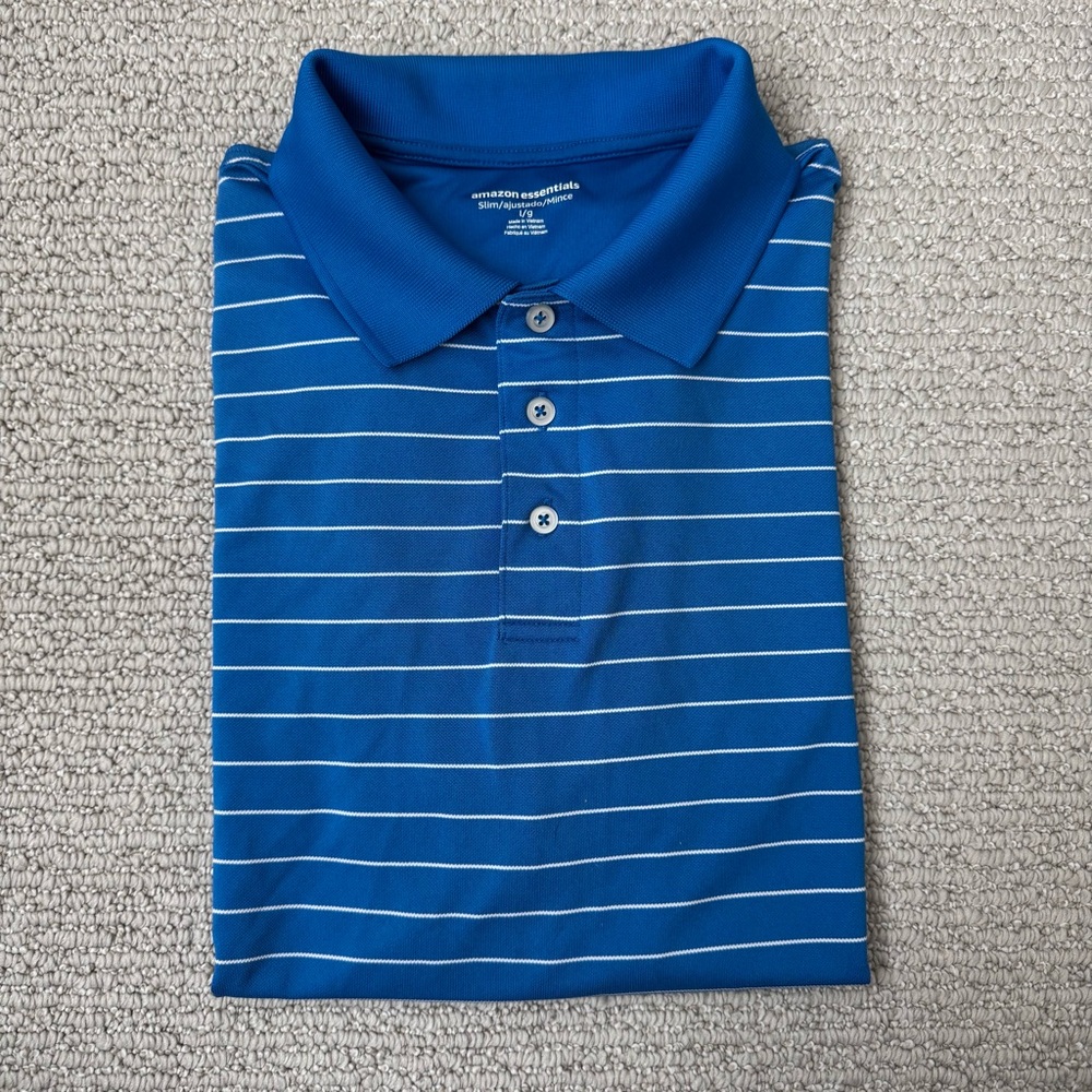 Blue Striped Polo Golf Shirt
